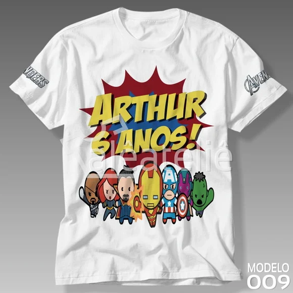 Camiseta Vingadores Avengers Festa Infantil Personalizada