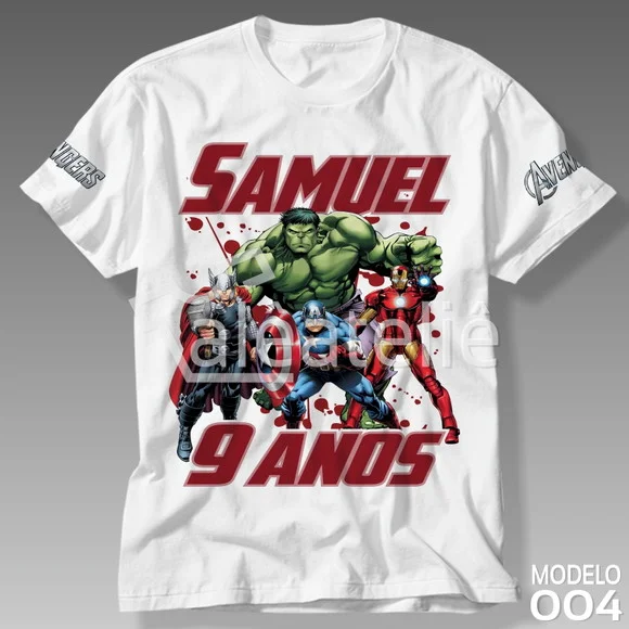 Camiseta Vingadores Avengers Festa Infantil Personalizada
