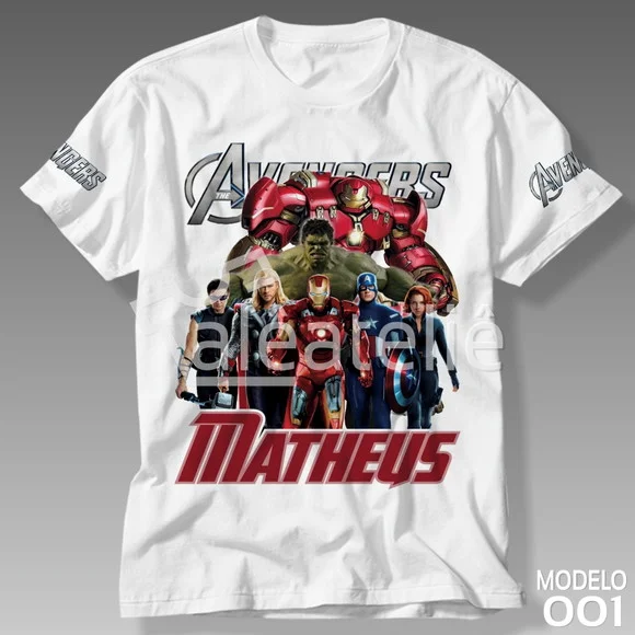 Camiseta Vingadores Avengers Infantil Adulto Personalizada