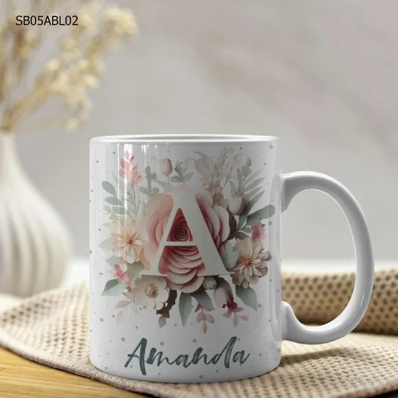 Caneca de Porcelana Alfabeto Personalizada- Todas as Letras