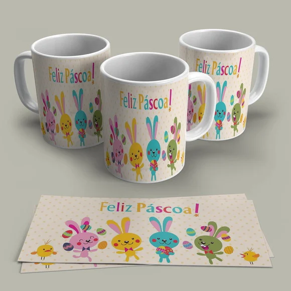 Caneca de Porcelana Feliz Páscoa