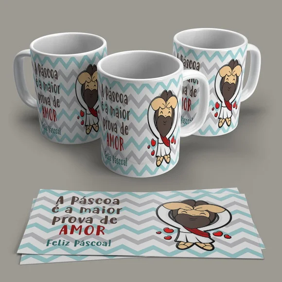 Caneca de Porcelana Feliz Páscoa