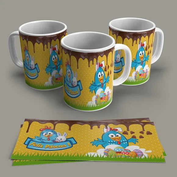 Caneca de Porcelana Feliz Páscoa
