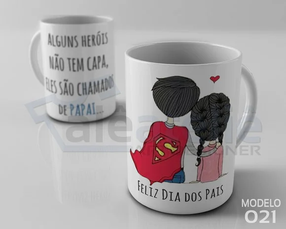 Caneca Dia dos Pais Personalizada - Pai Herói sem Capa