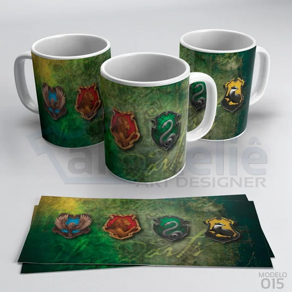 Caneca Harry Potter Brasões Casas Hogwarts Porcelana