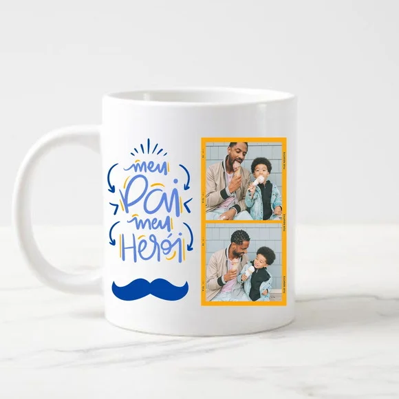 Caneca Meu Pai Meu Herói Personalizada com Foto