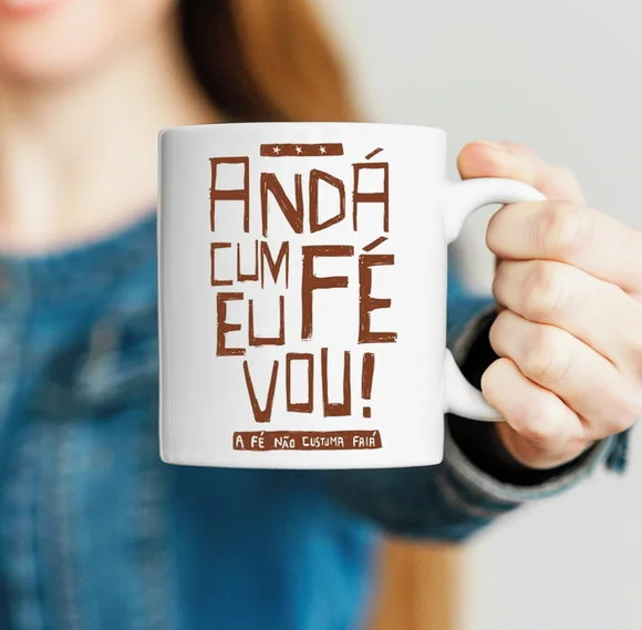 Caneca Porcelana Anda Com Fé Eu Vou