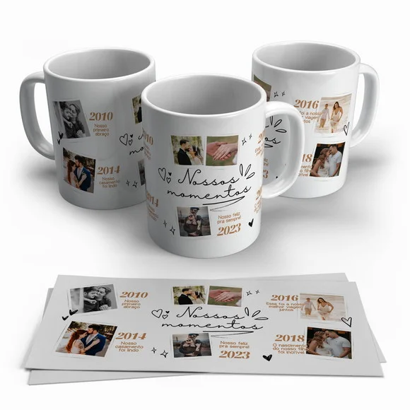 Caneca Porcelana Nossos Momentos Personalizada com Fotos