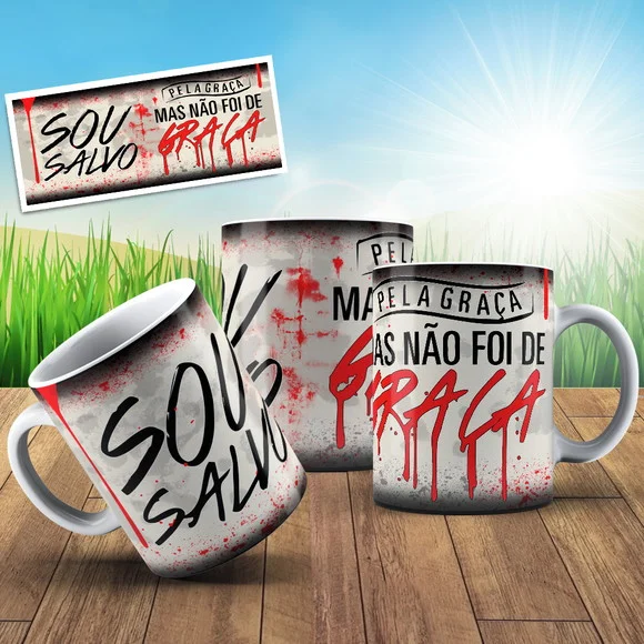Caneca Porcelana Salvo Pela Graça