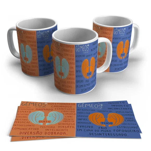 Caneca Porcelana Signos -Gêmeos