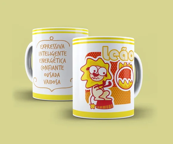 Caneca Porcelana Signos -leão