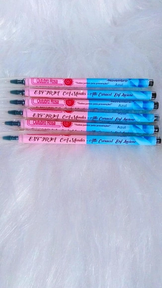 Caneta Personalizada Outubro Rosa Novembro Azul