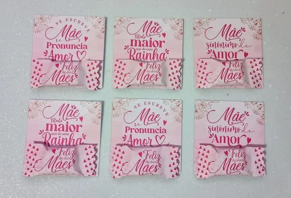 Card com Bala Personalizada Brinde Dia das Mães