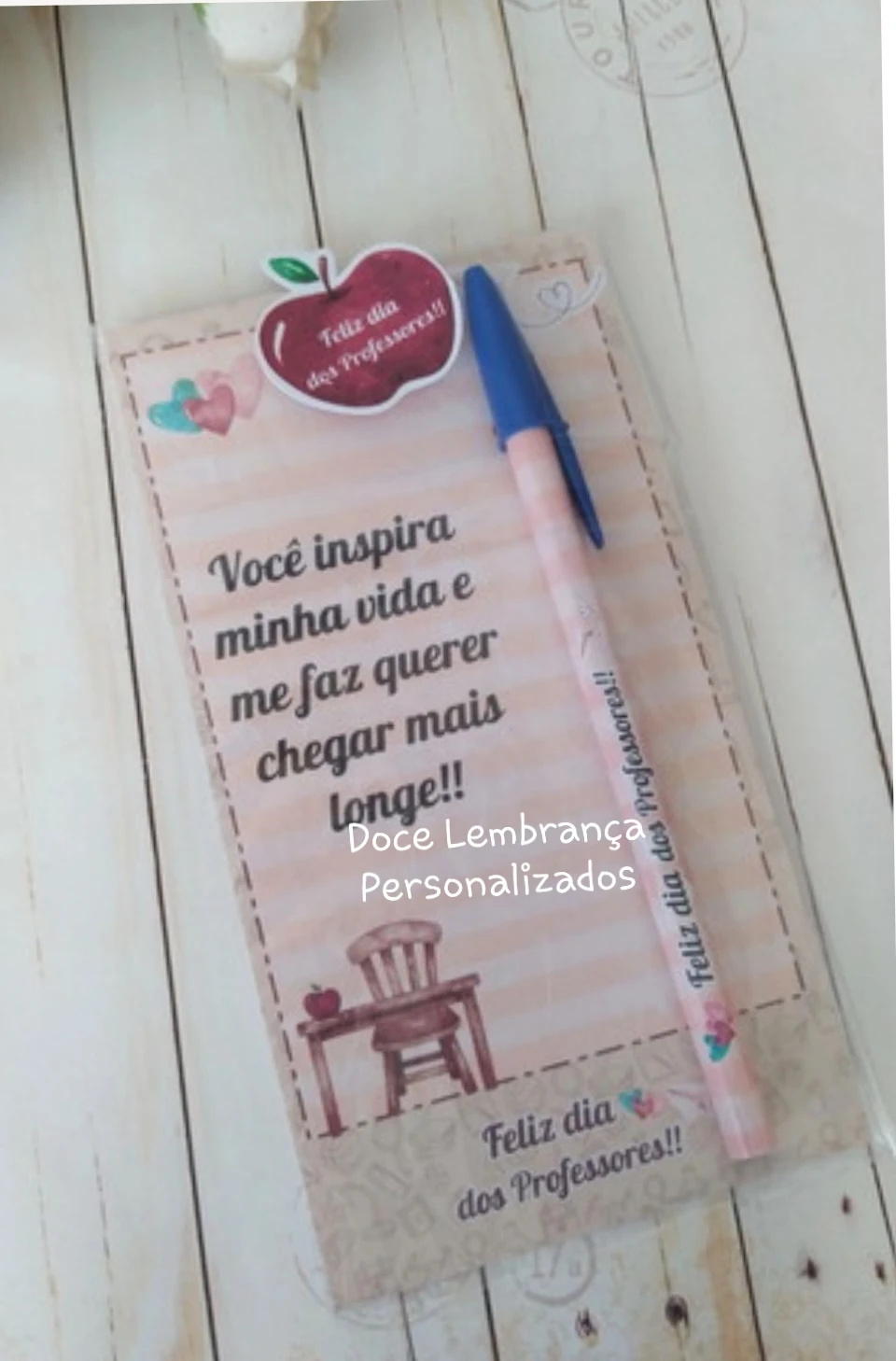 Card com Caneta personalizada Dia dos Professores lembrancinha