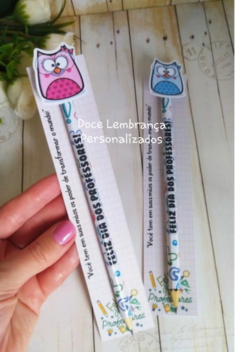 Card com Lápis Personalizados Lembrança Dia dos Professores