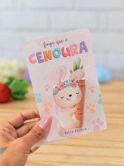 Card e Adesivo para Chocolate Batom Pascoa