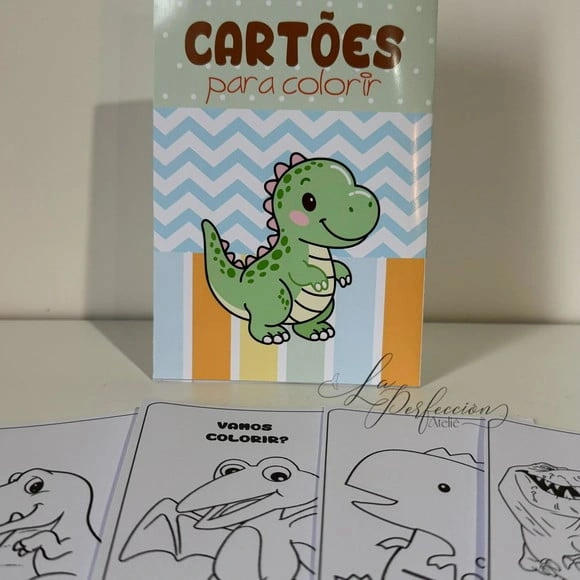 Card para Colorir Tema Dinossauro