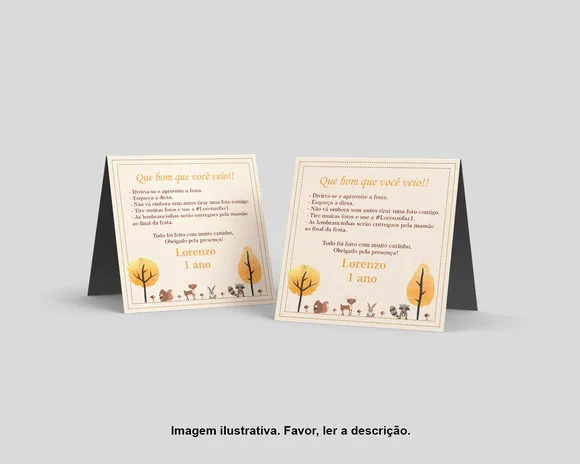 Cartão Agradecimento Mesa Personalizado Bosque (10 Unidades)