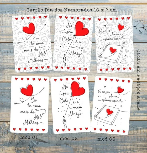 Cartão Dia dos Namorados 10x7cm Fundo para Cookies Biscoitos