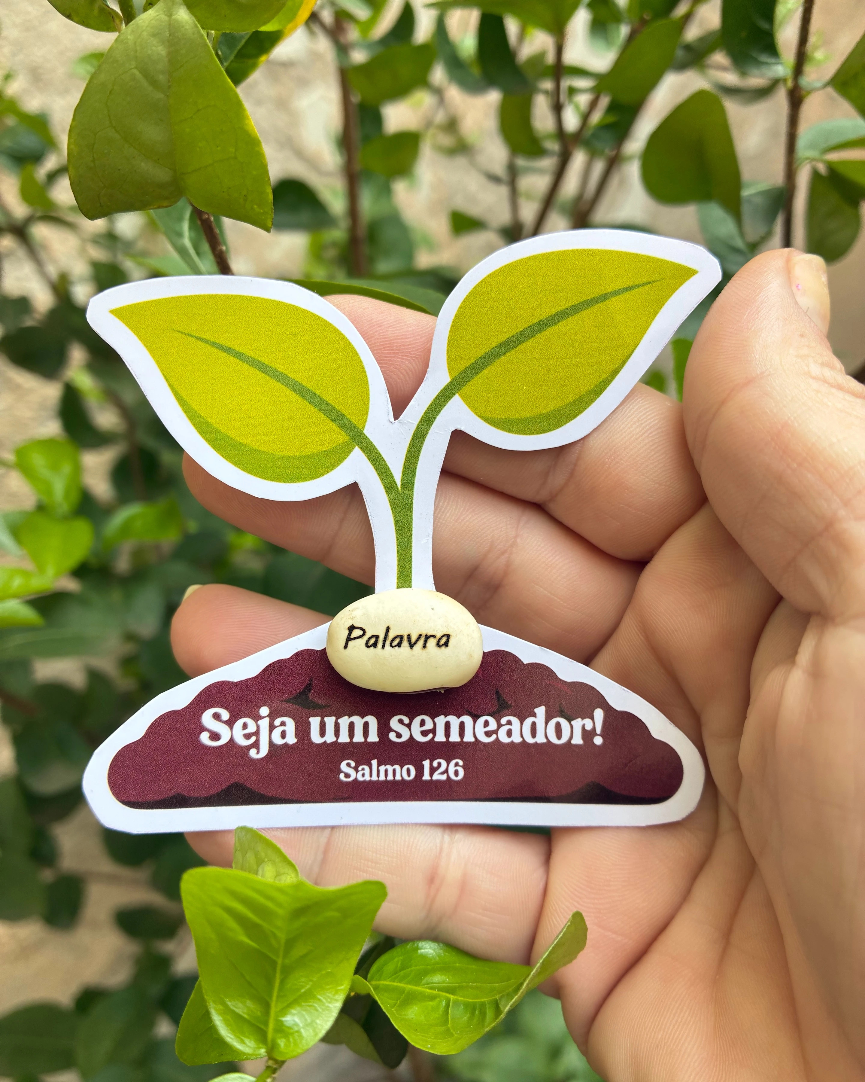 Cartão Semente Personalizado com Semente Mágica - Lembrancinha Seja um Semeador Salmo 126 - A Semente é a Palavra