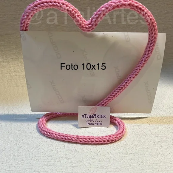 Porta Retrato de Coração personalizado em Tricotin - Unitário