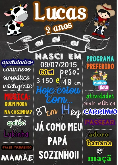 Chalkboard Lousinha Personalizada