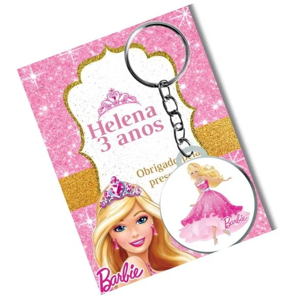 Chaveiro Adesivado Barbie + Card e Embalagem