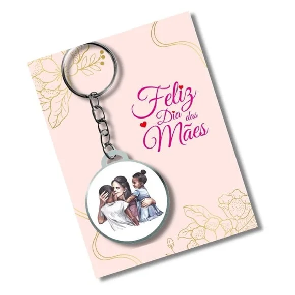 Chaveiro Adesivado Dia das Mães + Card e Embalagem **