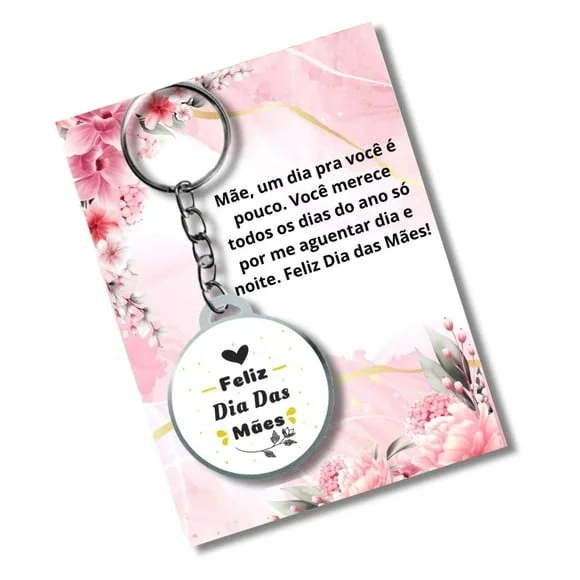 Chaveiro Adesivado Dia das Mães + Card e Embalagem **