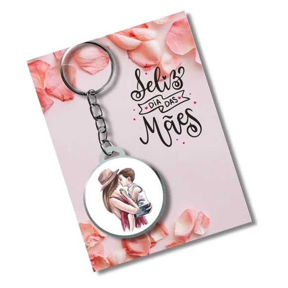 Chaveiro Adesivado Dia das Mães + Card e Embalagem **