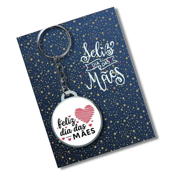 Chaveiro Adesivado Dia das Mães + Card e Embalagem **