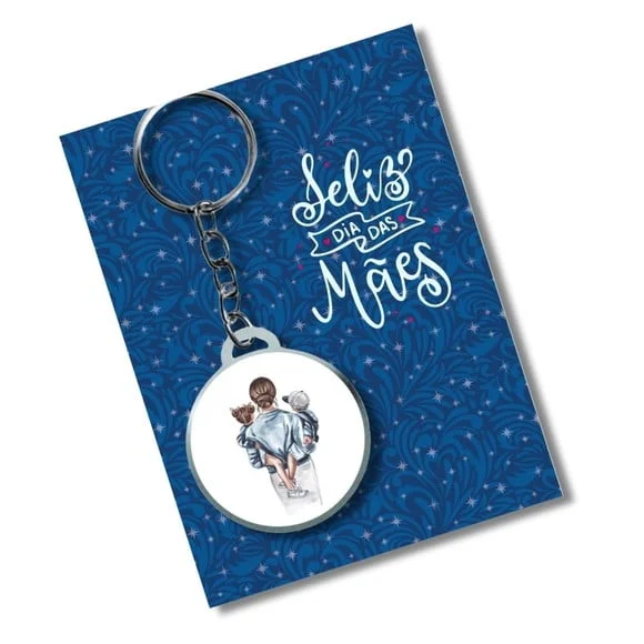 Chaveiro Adesivado Dia das Mães + Card e Embalagem **
