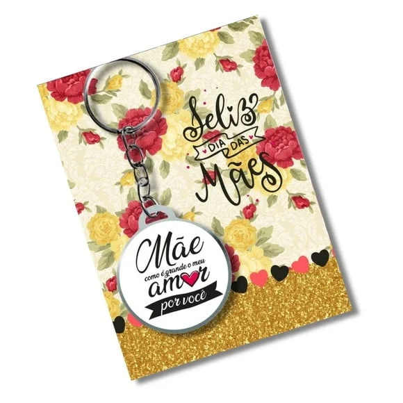 Chaveiro Adesivado Dia das Mães + Card e Embalagem **
