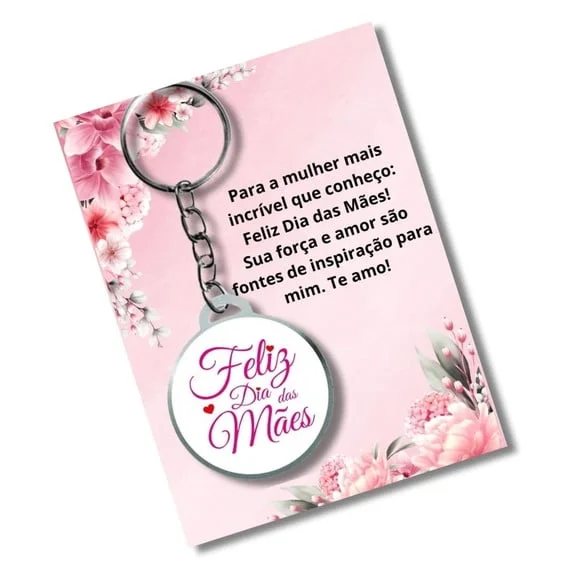 Chaveiro Adesivado Dia das Mães + Card e Embalagem **