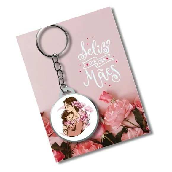 Chaveiro Adesivado Dia das Mães + Card e Embalagem **