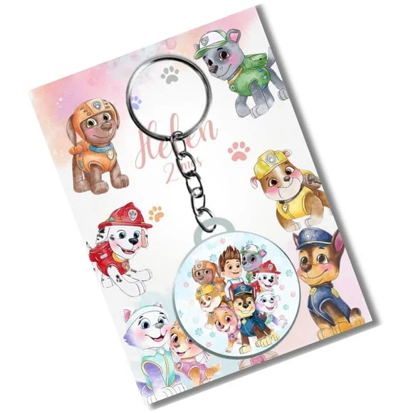Chaveiro Adesivado Patrulha Canina + Card e Embalagem