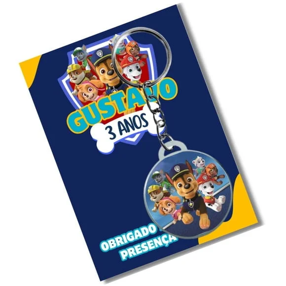 Chaveiro Adesivado Patrulha Canina + Card e Embalagem
