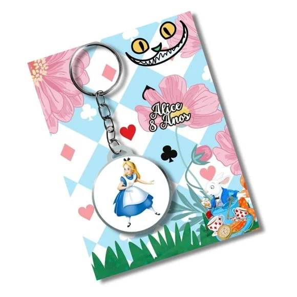 Chaveiro Alice no Pais das Maravilhas + Card e Embalagem