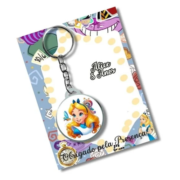 Chaveiro Alice no Pais das Maravilhas + Card e Embalagem
