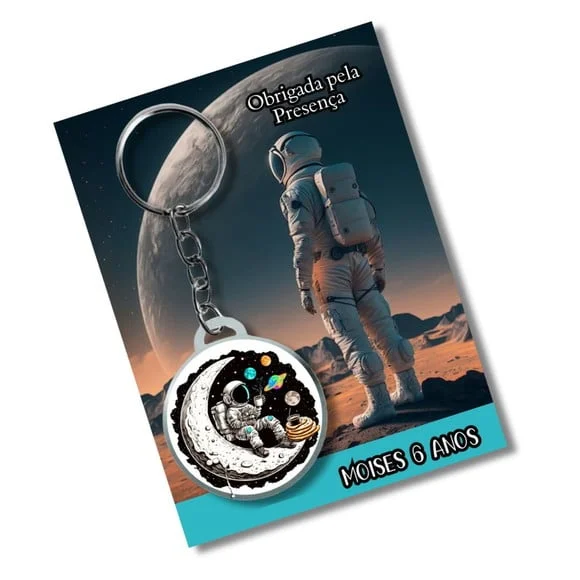 Chaveiro Astronauta + Card e Embalagem * Adesivado*