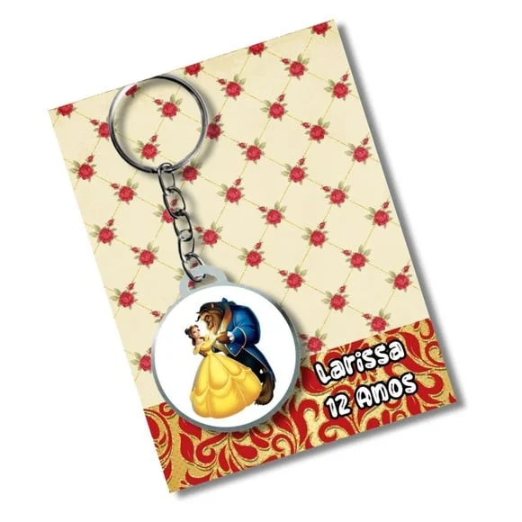 Chaveiro Bela e a Fera + Card e Embalagem