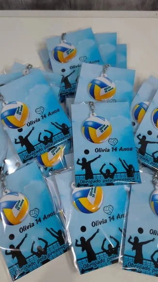 Chaveiro Base Plana Vôlei + Card e Embalagem *c/ Nomes Difer