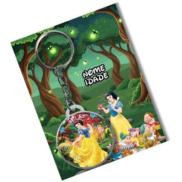 Chaveiro Branca de Neve Adesivado + Card e Embalagem