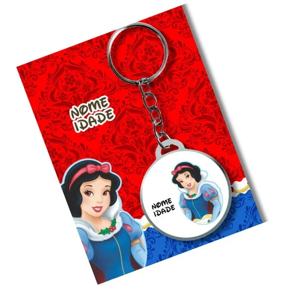 Chaveiro Branca de Neve Adesivado + Card e Embalagem
