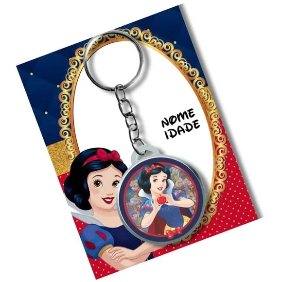 Chaveiro Branca de Neve Adesivado + Card e Embalagem