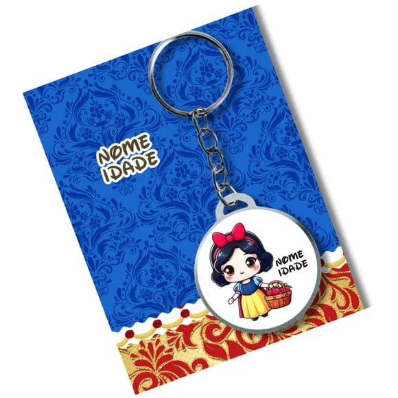 Chaveiro Branca de Neve Adesivado + Card e Embalagem