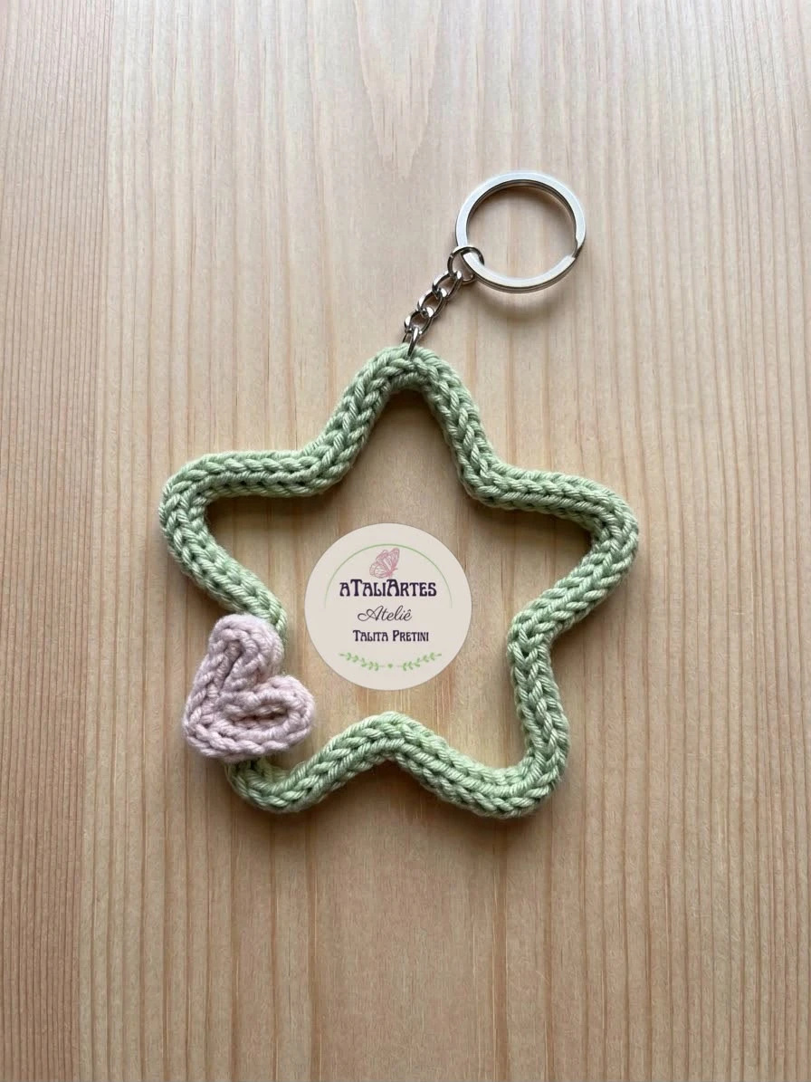 Chaveiro de Estrela de Tricotin personalizado