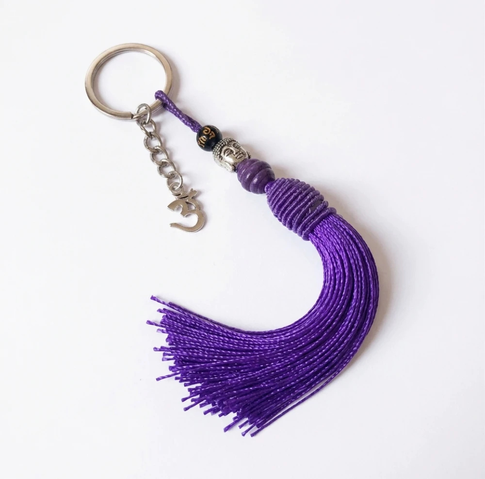 Chaveiro Espiritual Tassel Tulipa, Buda e Símbolo Om - Várias cores.
