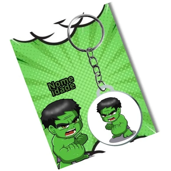 Chaveiro Hulk + Card e Embalagem * Adesivado