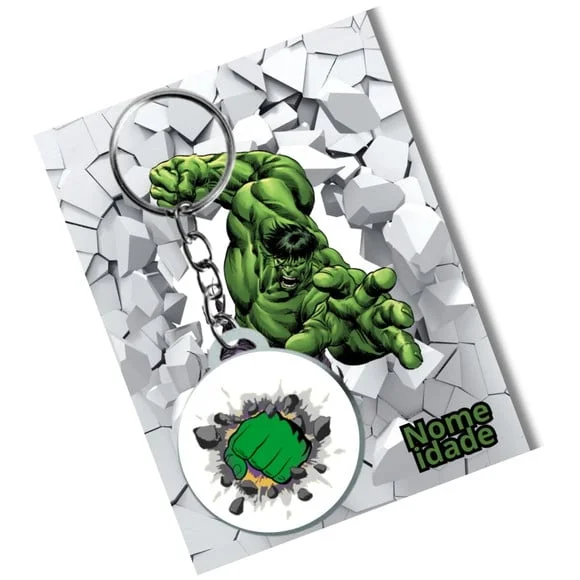 Chaveiro Hulk + Card e Embalagem * Adesivado
